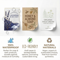 Étiquettes de savon en papier kraft écologiques personnalisées |   Autocollants en rouleau biodégradables bruns pour l'emballage de produits de soin de la peau biologiques faits à la main