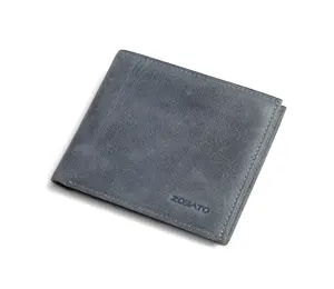 Newest Design RFID Blocking Minimalist Slim Blue Vintage Genuine Leather Wallets for Men