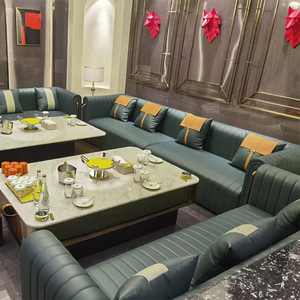 Conjunto de Sofá y Mesa de Centro de Cuero Genuino Personalizado para Bar, Cafetería, Sala de Karaoke, Cine, Cabina, Sala Privada de KTV de Lujo - Product Image 1