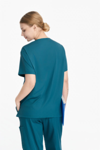 Tenue médicale unisexe décontractée à col <span class=keywords><strong>en</strong></span> V vert, séchage rapide, avec logo personnalisé pour le personnel médical – Modèle populaire - Product Image 4