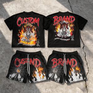 Conjunto de Camiseta y Pantalones Cortos para Hombre, Estilo Vintage, Lavado Ácido, Estampado Gráfico Personalizado DTG, Camiseta de Algodón, Ropa Urbana de Verano - Product Image 1