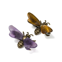 Ornement en pierre naturelle sculptée à la main en laiton, motif fleur de cerisier, agate, améthyste, ailes d'ange, statue de fée en pierres précieuses