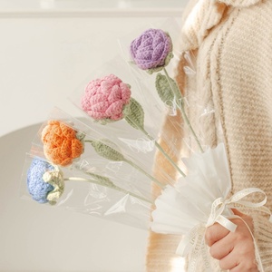 Rosas Tejidas a Crochet para el Día de San Valentín y el Día de la Madre, <span class=keywords><strong>Flores</strong></span> Hechas a Mano con Hilo, <span class=keywords><strong>Flores</strong></span> Artificiales, Regalos - Product Image 1