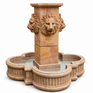 Fuente de Jardín para Exteriores con Esculturas de Figuras Clásicas y Fuente de Agua para Plaza, en Madera Amarilla y Mármol - Product Image 2