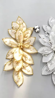 Nouveauté populaire : Appliques en feuilles de corsage, pétales, cristaux, strass 3D, travail sur fil, grandes fleurs en organza pour vêtements, chaussures, mariages