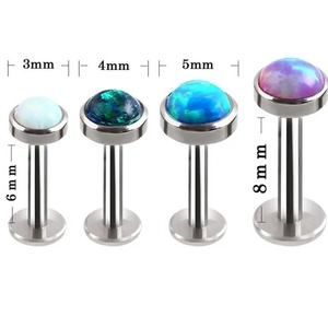 Joyería de Titanio G23 para Piercing con Ópalo, ASTM F136 |   Pendientes de rosca interna y anillos para labios con parte trasera plana al por mayor - Product Image 2