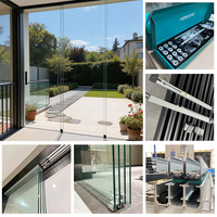 Porte pliante en verre sans cadre sur mesure, porte accordéon en verre, porte de séparation en verre, porte coulissante en verre sans cadre pour patio, balcon, véranda