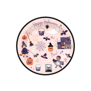 DAMAI - Vajilla Desechable Personalizada con Temática de Halloween, Platos, Servilletas y Vasos de Papel con Diseño de Murciélagos y Brujas, Juego de Vajilla para Fiestas - Product Image 3