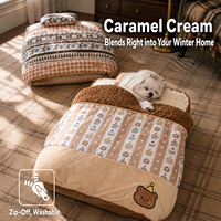 Couverture-lit en peluche pour animaux de compagnie, pour chiens et chats de petite et moyenne taille, coussin amovible, literie confortable pour l'hiver