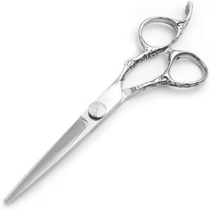 กรรไกรซอยผมมืออาชีพ สแตนเลสสตีล หัวตรง ด้ามยาว สำหรับตัดผมเพื่อความงาม พร้อมดีไซน์ลายดอกพลัม - Product Image 3