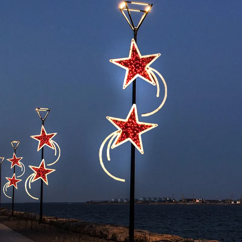 Décorations commerciales Pole Light OEM Lumière de motif de rue de vacances de Noël personnalisée