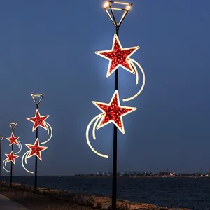 Lampu tiang dekorasi komersial OEM lampu Motif jalan liburan Natal kustom