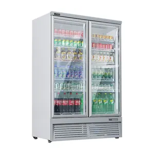 Cerveza comercial Pepsi Soft Drink Display Refrigerador Enfriador de bebidas con congelador vertical de puerta de vidrio