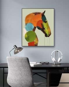 SJ luxe entrée Texture <span class=keywords><strong>peinture</strong></span> mur Arts Original abstrait tête <span class=keywords><strong>de</strong></span> <span class=keywords><strong>cheval</strong></span> noir <span class=keywords><strong>peinture</strong></span> à l'huile - Product Image 3