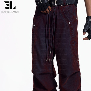 Pantalon en <span class=keywords><strong>jean</strong></span> en velours <span class=keywords><strong>élasthanne</strong></span> <span class=keywords><strong>d</strong></span>élavé et vieilli pour femme, <span class=keywords><strong>avec</strong></span> rivets cloutés et flocage en daim, modèle LARSUR Custom Factory, pour homme et femme - Product Image 5