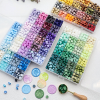 Kit de Perles de Cire à Cacheter de Couleur Unie pour Boîtes à Compartiments, Ensemble de Perles de Cire Mixtes, Matériel de Cire à Cacheter pour Bricolage, Artisanat, Journal et Invitations
