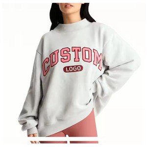 Maglione con girocollo in morbido cotone ricamato personalizzato maglione con girocollo in <span class=keywords><strong>pile</strong></span> <span class=keywords><strong>oversize</strong></span> felpa da <span class=keywords><strong>donna</strong></span> con collo finto - Product Image 1