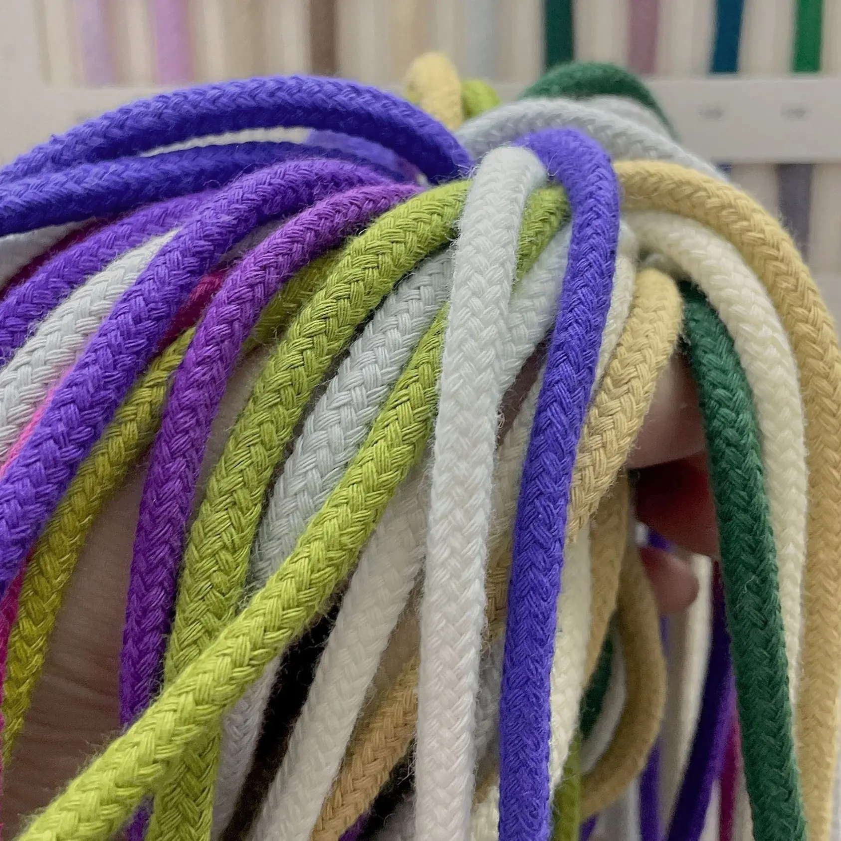 Color 5 mm Cotton Braided Cord Stock 5 mm Round Cotton Cord