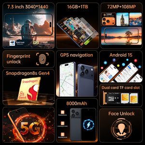 Ultimo Nuovo Smartphone Sbloccato 17 Pro Max 6.9" FHD Octa Core LTE 4G/5G Dual SIM 12GB+512GB Fotocamera 64MP OLED 120Hz Android <span class=keywords><strong>13</strong></span> - Product Image 2