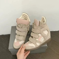 Chaussures montantes décontractées pour femmes, personnalisées par le fabricant, en daim à semelle plate avec fermeture Velcro, rehaussantes et sportives