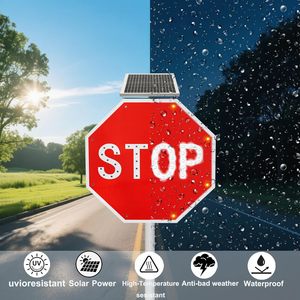 Señal de Tráfico LED con Energía Solar y Luces Intermitentes para la Seguridad Vial en Intersecciones - Product Image 4