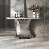 Table console d'entrée italienne de luxe, base en métal doré argenté, table de porche d'entrée, table d'appoint moderne pour couloir, armoire décorative