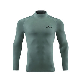 Ingrosso dolcevita da <span class=keywords><strong>uomo</strong></span> in poliestere manica lunga Sport attillato allenamento camicie economiche casual traspirante t-shirt atletico da <span class=keywords><strong>uomo</strong></span> - Product Image 2