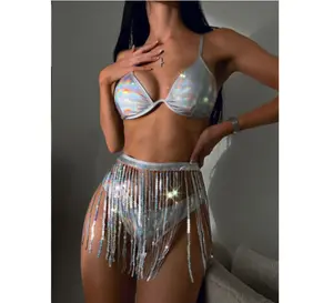 Đồ Bơi Bikini Nữ Thời Trang Mới Mùa Hè Đồ Bơi Bikini Tua Rua Đính Kim Sa Gợi Cảm Bán Sỉ