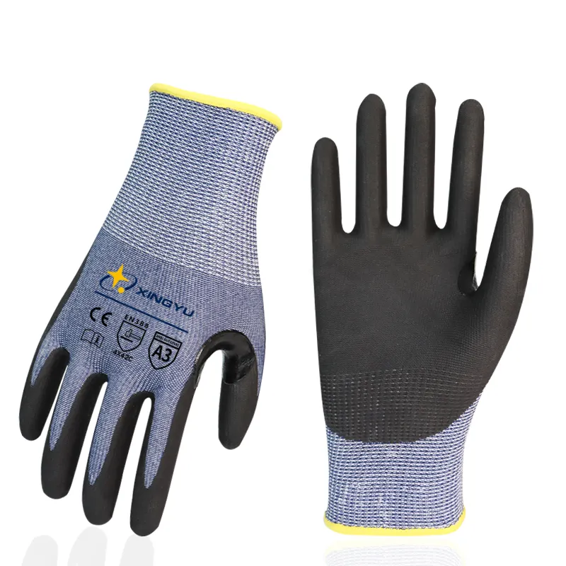 Xingyu Cheap Hppe Cut Resistant Nitrile Foam Work Gloves Protection Hand Safety Work Gloves