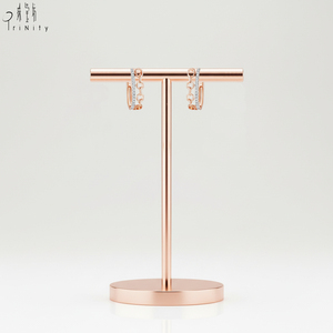 Pendientes de aro con diseño hueco, de oro rosa macizo de 18 quilates, con diamantes naturales auténticos, los más populares y de moda, regalo para mujer, para fiestas. - Product Image 3