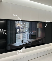Lemari Dinding TV Modern, Lampu LED Strip & Penyimpanan Tersembunyi Multifungsi, Ukuran Kustom OEM untuk Proyek Dekorasi Rumah