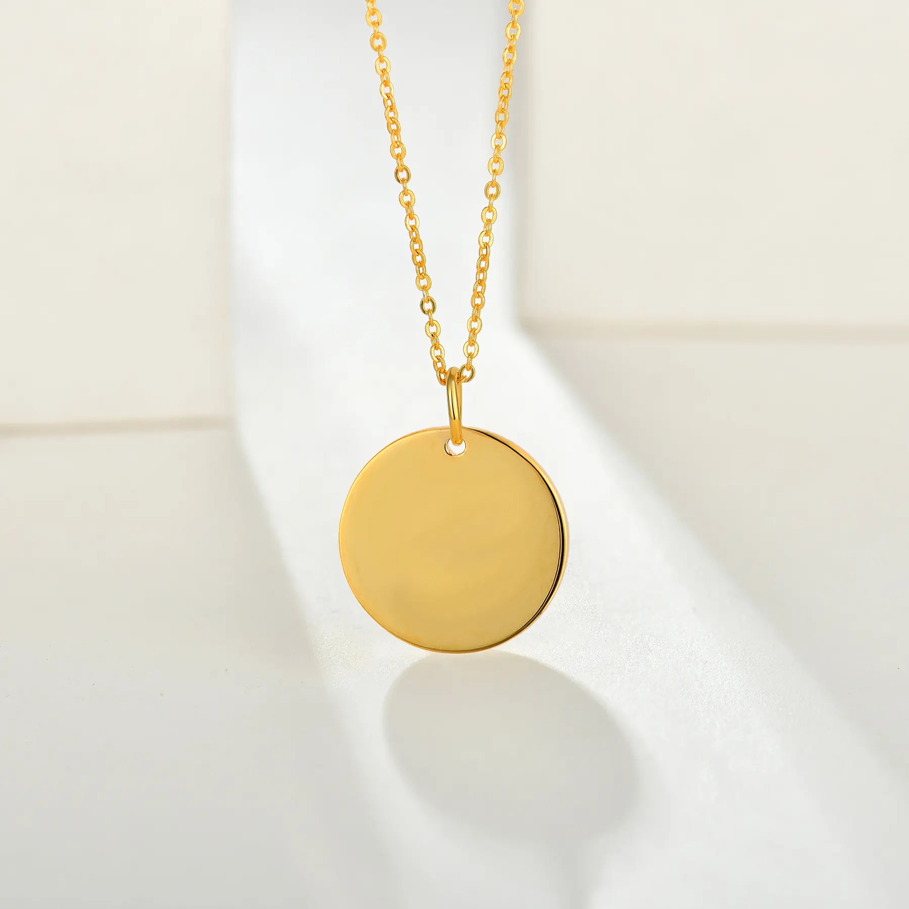 Factory Wholesale Blank Disc Pendant Necklace 925 Silver Round Coin Pendant Necklace Jewelry