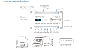 Unità Relè <span class=keywords><strong>DALI</strong></span>/DMX a 8 Canali con Controller Dimmer <span class=keywords><strong>DALI</strong></span> per Illuminazione LED Certificata ROHS 6A 100-240VDC DT7/DH8 - Product Image 4