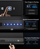 Brankas Senjata Api Biometrik Besar untuk 2 Pistol dengan Lampu Internal & Mode Senyap, Keamanan Rumah dengan Catu Daya Darurat