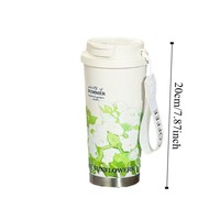 Tasse à café isotherme double paroi en acier inoxydable 316 Lily Valley, motif floral, gourde portable double usage pour l'extérieur