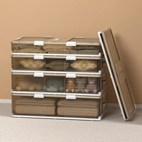 Boîte de rangement pliante transparente avec roues couette couette vêtements organisateur sous le lit conteneur de stockage pour chambre gain de place