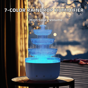 2. Raindrop Fountain Aroma Humidifier, 500ml, 7 Color Light, Remote Control, 1-Year Warranty, for Bedroom & Office - Product Image 2