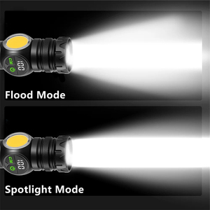 <span class=keywords><strong>Lampe</strong></span> torche <span class=keywords><strong>LED</strong></span> rechargeable à zoom numérique, 30W, 1500m <span class=keywords><strong>de</strong></span> portée, <span class=keywords><strong>1000</strong></span> <span class=keywords><strong>lumens</strong></span>, aimant arrière, lumière latérale COB, affichage numérique - Product Image 6