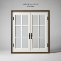 Fenêtre à battant en aluminium français de luxe, certifiée et conforme aux normes, avec double vitrage trempé et grille décorative