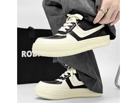 Chaussures de skate unisexes à semelle épaisse avec logo personnalisé du fabricant, tendance automne, chaussures de marche pour hommes en cuir PU, mode européenne.