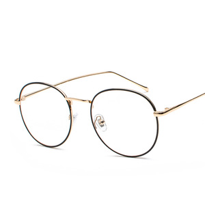 Maidis Round Metal Frame Eyeglasses Women's Plano Lenses Blue Light Protection Fashion Trend Street Style - Product Image 4