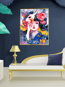 Venta al por mayor <span class=keywords><strong>Anime</strong></span> chica retrato pintura al óleo por números regalo único decoración del hogar mano pintura al óleo lienzo pintado - Product Image 3