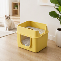 Bac à litière pour chat et chinchilla en PP entièrement fermé, taille personnalisée, anti-éclaboussures, isolation des odeurs, avec rebord en pin naturel et accessoires de saut