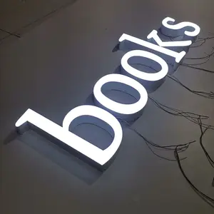 Frontlit Rimless Letter Acrylic Led Lights Words Aluminum Plate 3D Signs