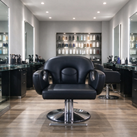 Fauteuil de Barbier Portable Moderne en Cuir PU Durable avec Hauteur Réglable et Inclinaison pour Salon, Appartement, Salon de Coiffure, Atelier