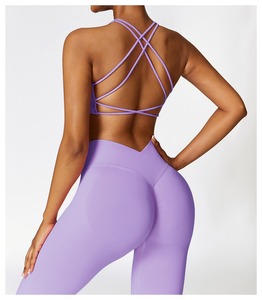 Sujetador deportivo Sexy a prueba de golpes con cuello profundo y espalda cruzada de secado rápido para Niñas para entrenar correr de alta elasticidad - Product Image 5