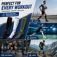 Chaussettes de compression personnalisées avec logo OEM, douces, à compression graduée, hauteur genou, pour la course à pied, l'athlétisme, la randonnée, chaussettes de compression pour hommes