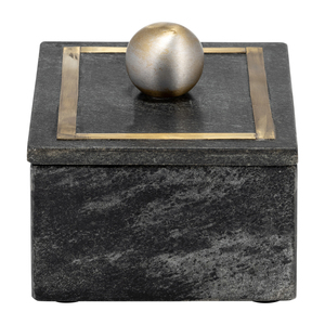 Scatola Decorativa Minimalista in Marmo con Coperchio in Ottone Intarsiato, Contenitore per Gioielli, Arredamento Moderno per la Casa - Product Image 4