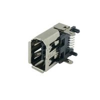 Konektor Wanita IEEE 1394 6 Pin Sudut Kanan DIP SMT Firewire 400 Jack Socket dengan Cangkang Logam Terlindungi dan Isolator Tahan Suhu Tinggi untuk Servo