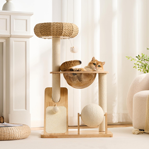 Multi-Functional Compact Sisal Cat Climbing Tree with Scratching <b>Post</b> Rotating Toy Ball and Compact Design - Product Image 2